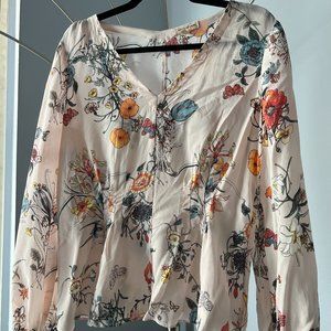 Rebecca Taylor Silk Long Sleeve Meadow Floral Top Blouse